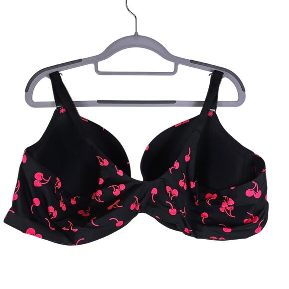 Torrid Black Pink Cherries Perfect T Front Close Boost Women's Bra 48C - Picture 2 of 4